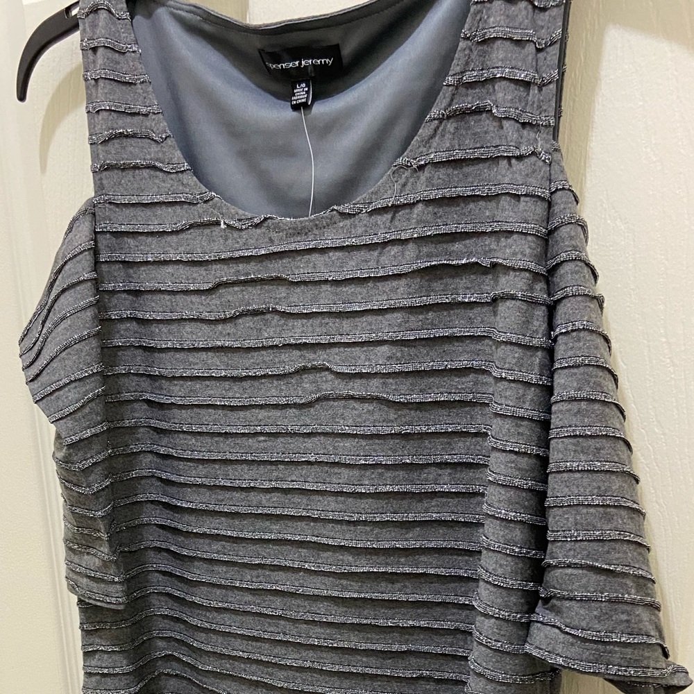 Spenser Jeremy Grey Shimmer Cold Shoulder Dress; SZ. L.